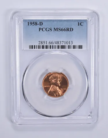 1958-D Lincoln Wheat Cent 1c MS66 RD PCGS Blue Label