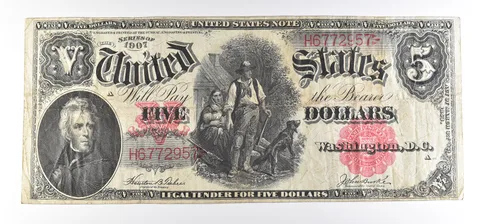 1907 $5 Woodchopper Legal Tender Large Note Red Seal FR#88 *0792