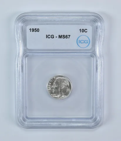 1950 Roosevelt Dime MS67 ICG