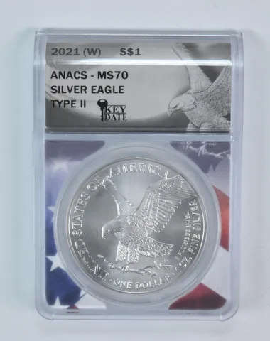 2021-(W) American Silver Eagle Type 2 MS70 ANACS