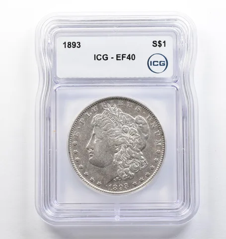 1893 Morgan Silver Dollar EF40 ICG *9443