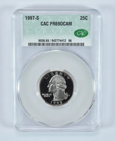 1997-S Washington Quarter PR69 DCAM CAC CACg
