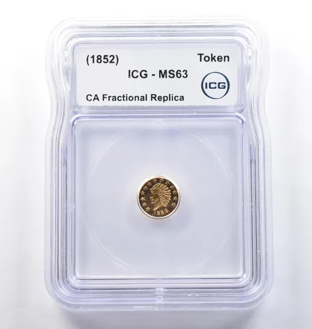 (1852) CA Fractional Gold Style Token Indian Head 1/2 Dollar MS63 ICG *3827