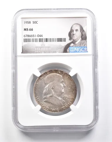 1958 Franklin Half Dollar MS66 NGC Beautiful Tone a2239