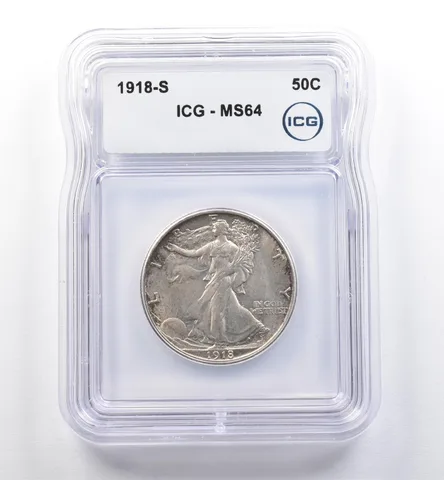 1918-S Walking Liberty Half Dollar MS64 ICG a0289
