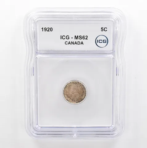1920 Canada 5 Cents MS62 ICG Beautiful Tone *5351