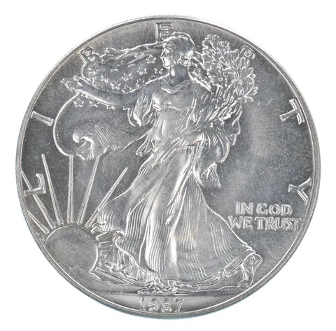 Beautiful Toned - 1987 American Silver Eagle 1 Troy Oz .999 Fine Silver *093