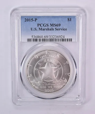 2015-P US Marshals Service Commemorative Dollar MS69 PCGS Blue Label