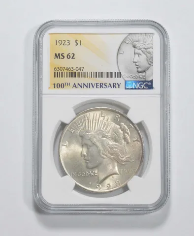 1923 Peace Silver Dollar 100th Anniv 2021 Special Label MS62 NGC