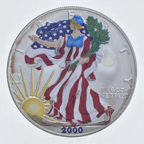 2000 Beautifully Painted/Sticker American Silver Eagle 1 Oz. .999 Fine *216
