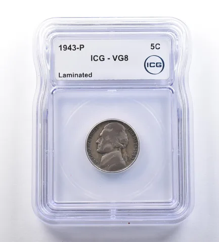 1943-P Jefferson Nickel Laminated VG8 ICG *9174