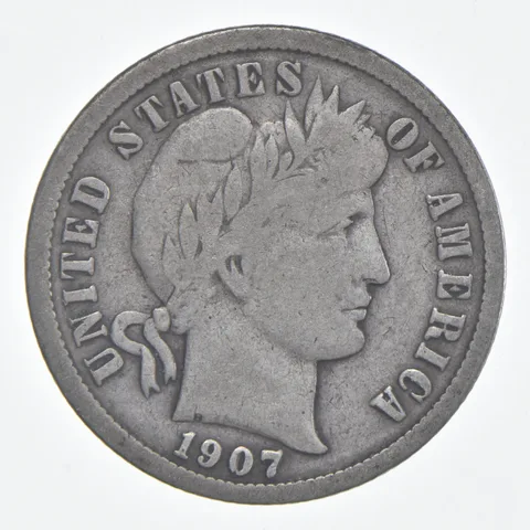 1907-S Barber Dime 90% Silver FINE Condition