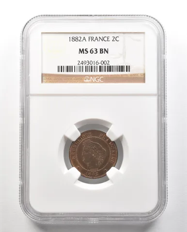1882 A France 2 Centimes MS63 BN NGC *4716