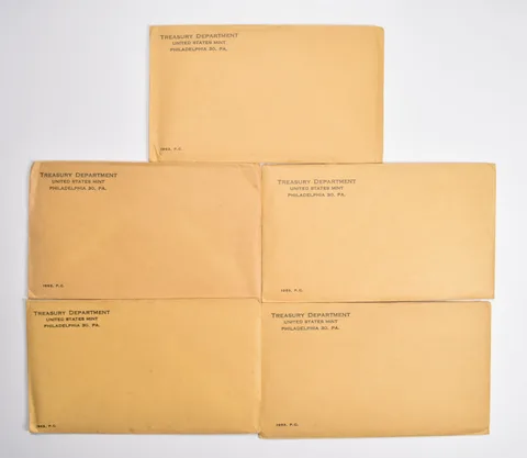 Lot (5) OGP 1963 US Mint Proof Set Envelopes - Empty - NO COINS