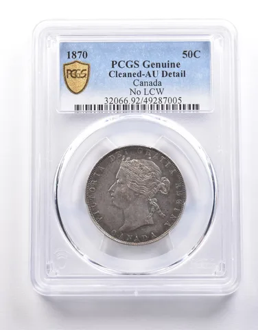 1870 Canada 50 Cents No LCW Genuine Cleaned AU Detail PCGS *9918