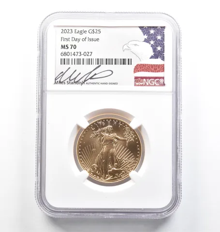 2023 $25 American Gold Eagle Miles Standish FDOI 1/2 Oz MS70 NGC *9809