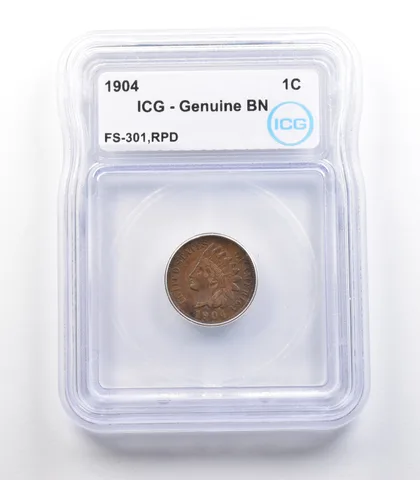 1904 Indian Head Cent Mint Error FS-301 RPD Genuine BN ICG *2297