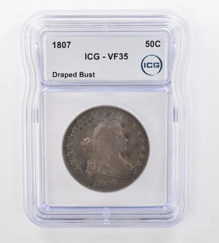 1807 Draped Bust Half Dollar VF35 ICG Beautiful Tone *0875