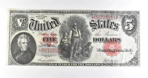 1907 $5 US Legal Tender Large Note Red Seal *0446
