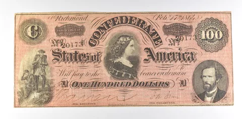 1864 $100 Confederate States Of America T-65 Large Note a8599