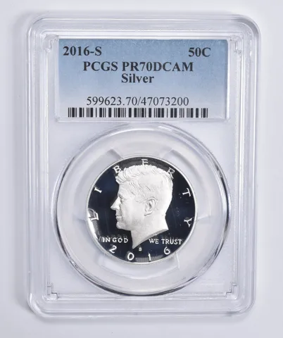 2016-S Kennedy Half Dollar Silver PR70 DCAM PCGS Blue Lbl