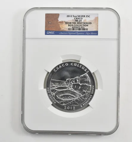 2012 5 Oz Silver Quarter America The Beautiful Chaco MS69 NGC a1674