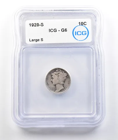 1928-S Mercury Dime Large S G6 ICG *0392