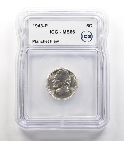 1943-P Jefferson Nickel Planchet Flaw MS66 ICG *6731