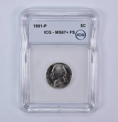 1991-P Jefferson Nickel MS67+ FS ICG