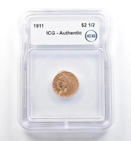 1911 $2.50 Indian Head Gold Quarter Eagle Authentic ICG *6465