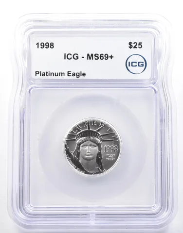 1998 $25 American Platinum Eagle 1/4 Oz Platinum MS69+ ICG