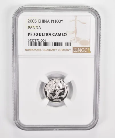 PF70 UCAM 2005 China 100 Yuan - 1/10 Oz. .999 Fine Platinum - Panda - NGC *0391
