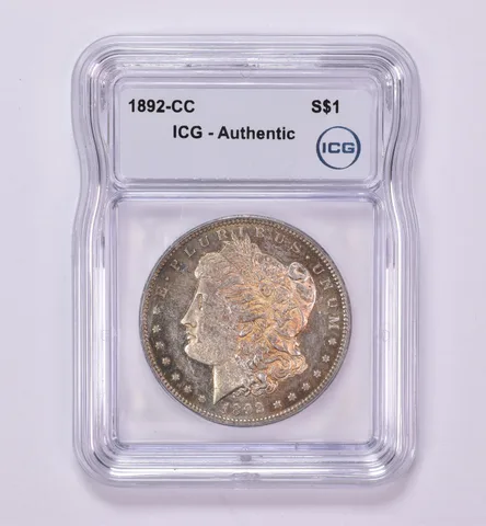 1892-CC Morgan Silver Dollar Authentic ICG Beautiful Tone *0446