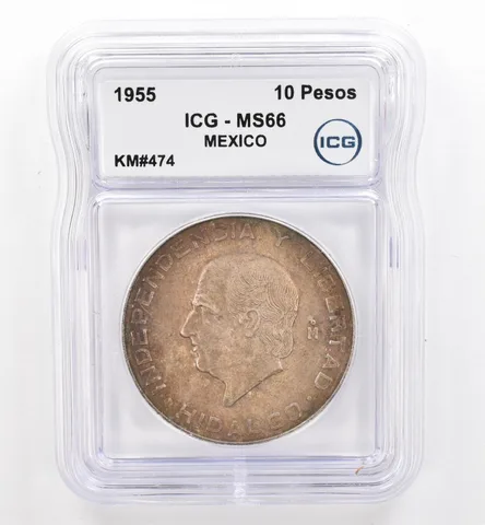 1955 Mo Mexico 10 Pesos KM#474 MS66 ICG Beautiful Tone *9500