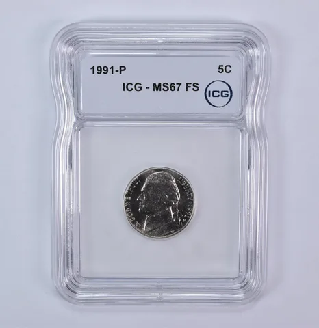 1991-P Jefferson Nickel MS67 FS ICG