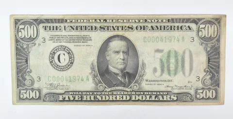 1934 A $500 Philadelphia PA FRN Light Green Seal a5999