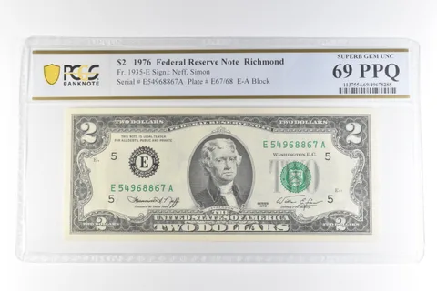 1976 $2 Richmond VA FRN Fr#1935-E Superb Gem Unc 69 PPQ PCGS *0684