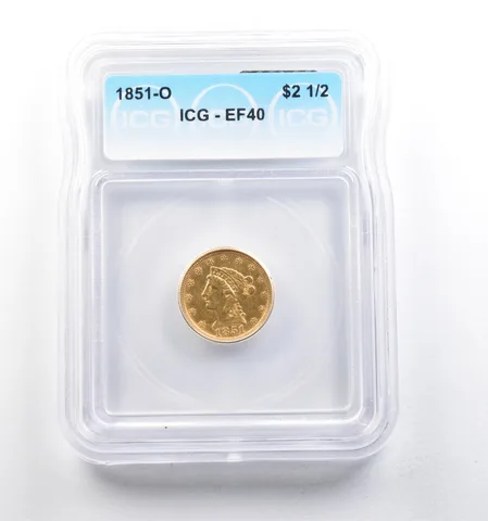 1851-O $2.50 Liberty Head Gold Quarter Eagle EF40 ICG *5694