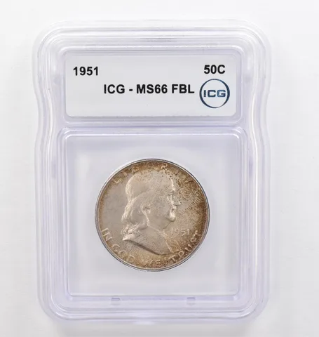 1951 Franklin Half Dollar MS66 FBL ICG Beautiful Tone *0228