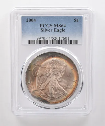 2004 American Silver Eagle MS64 PCGS Beautiful Tone *1971