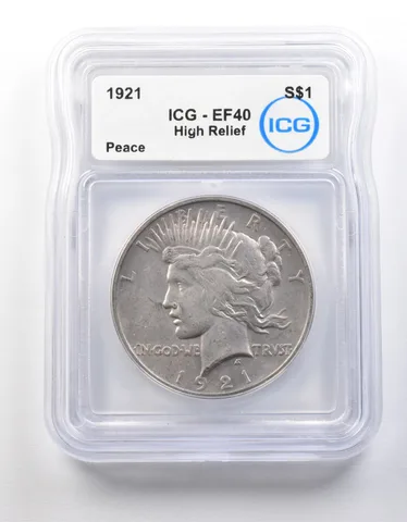 1921 Peace Silver Dollar High Relief EF40 ICG *8707