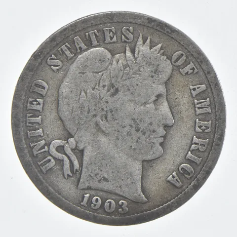 1903 (P) Barber Dime 90% Silver VG Condition