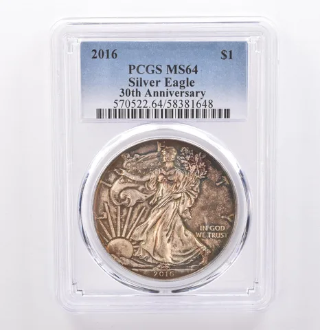 2016 American Silver Eagle MS64 PCGS Beautiful Tone *9268