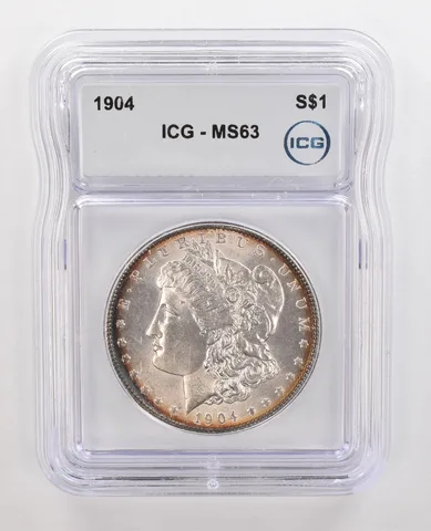 1904 Morgan Silver Dollar MS63 ICG Peripheral Tone *4371