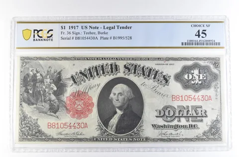 1917 $1 US Legal Tender Large Note Fr#36 Red Seal Choice XF 45 PCGS *2359