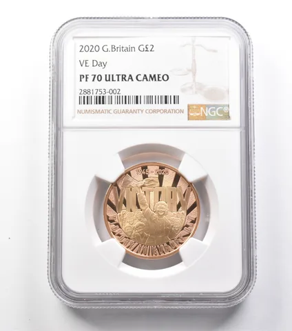 2020 Great Britain 2 Pounds Gold VE Day PF70 UCAM NGC a9877