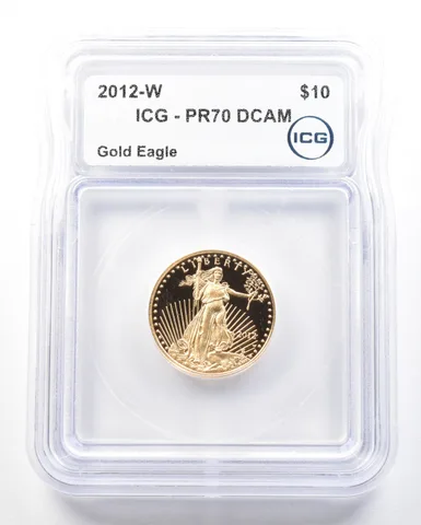 2012-W $10 American Gold Eagle 1/4 Oz Gold PR70 DCAM ICG