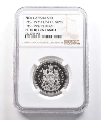 2004 Canada 50 Cents Silver 1959-1996 Coat Arms Portrait PF70 NGC *3780