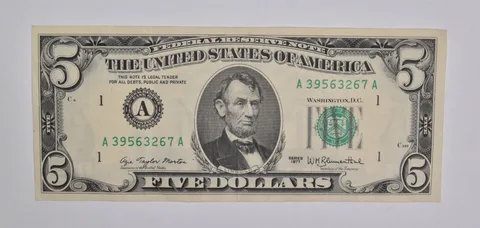 1977 $5 Boston, MA United States FRN Green Seal OFFSET REV ERROR a5431