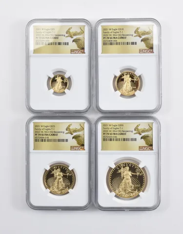 Set 2021-W $5/$10/$25/$50 Gold Eagle Type 1 DC Mint PF70 NGC Low Pop *9377